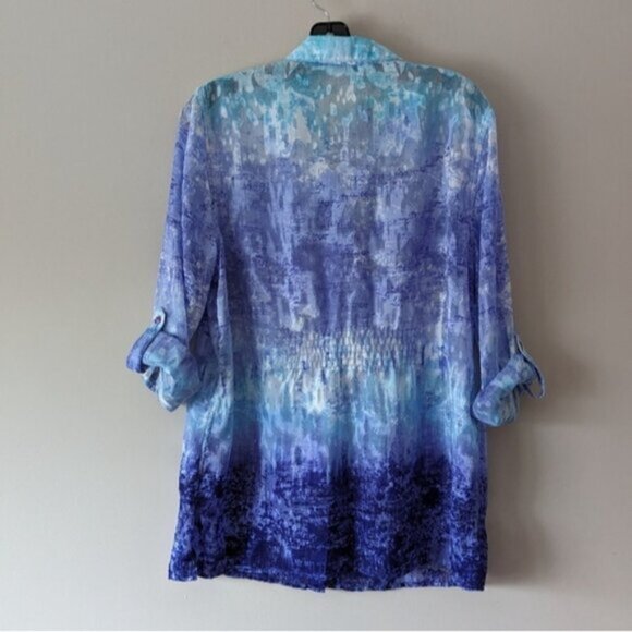 Allison Daley semi sheer ombre neon multicoloured button down blouse - Picture 2 of 6